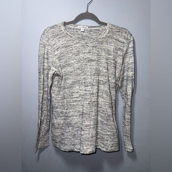 James Perse Standard Heathered Gray Long Sleeve Crew Neck T-Shirt Size 3 EUC - Picture 1 of 6